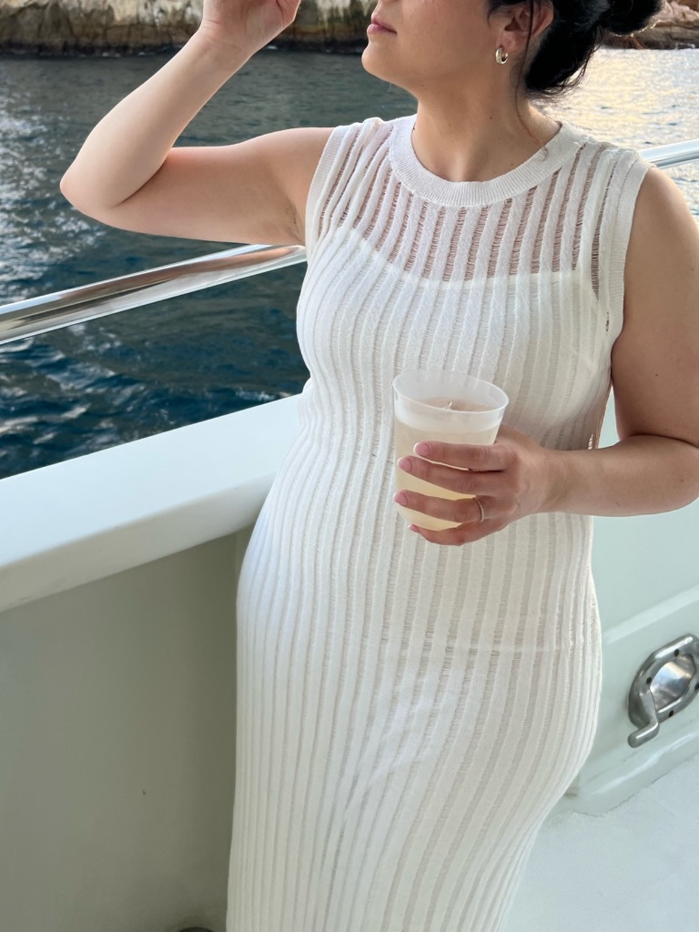 Lulu's White Sleeveless Ribbed Maxi Dress